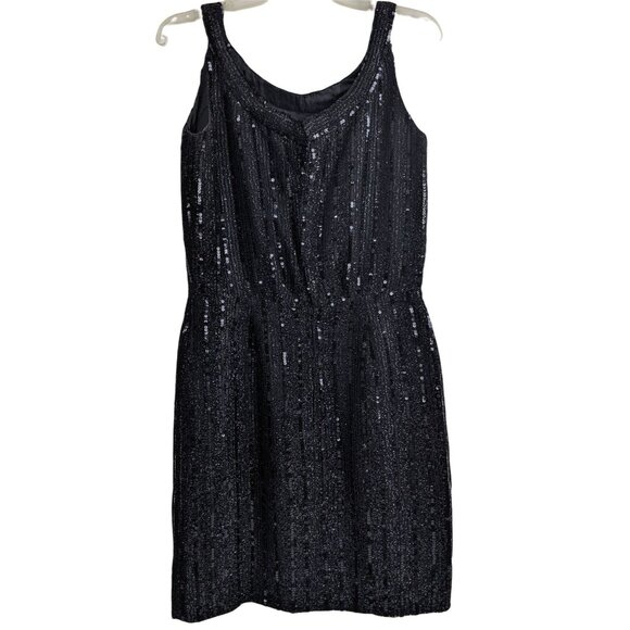 Vintage Judith Imports Black Sequined Sleeveless Dress Made In France Size 42 - Picture 2 of 13